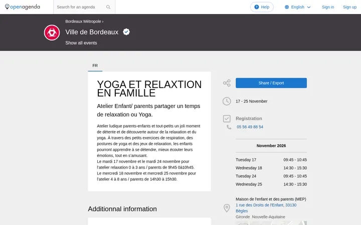 Capture de la page officielle de l'événement