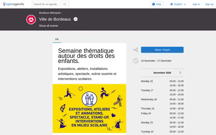Capture de la page officielle de l'événement