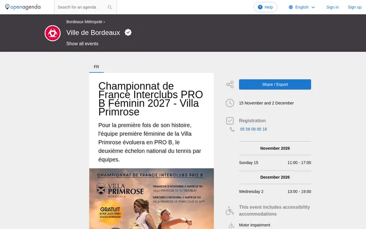 Capture de la page officielle de l'événement
