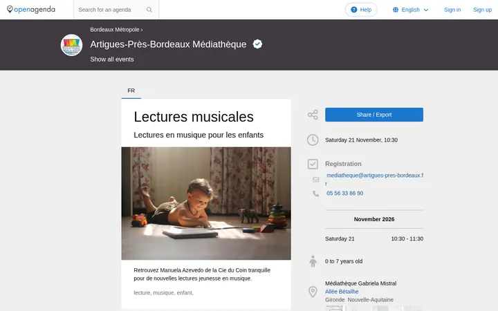 Capture de la page officielle de l'événement