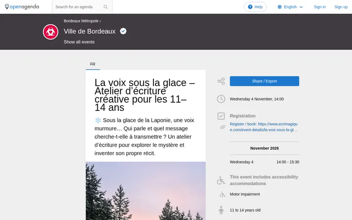 Capture de la page officielle de l'événement