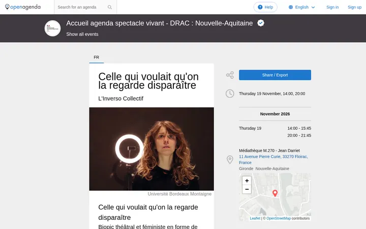 Capture de la page officielle de l'événement