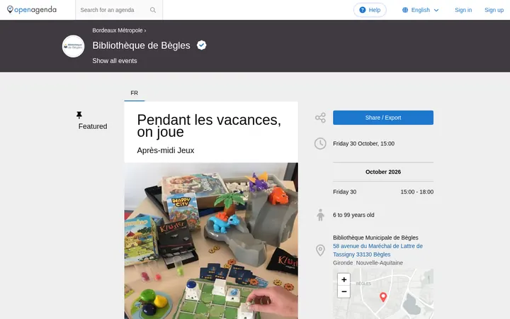 Capture de la page officielle de l'événement
