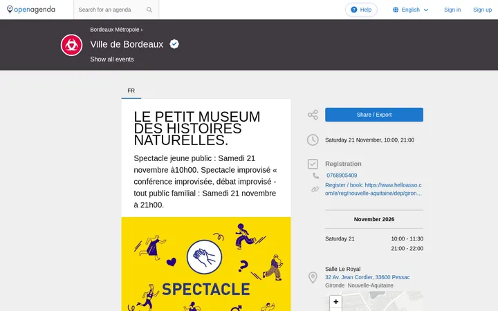 Capture de la page officielle de l'événement