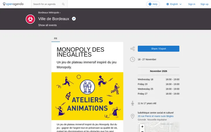 Capture de la page officielle de l'événement